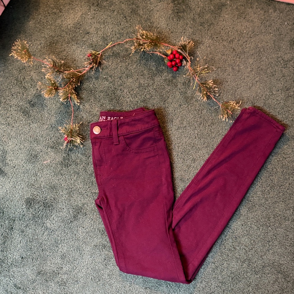 American Eagle Outfitters Maroon Denim Pants